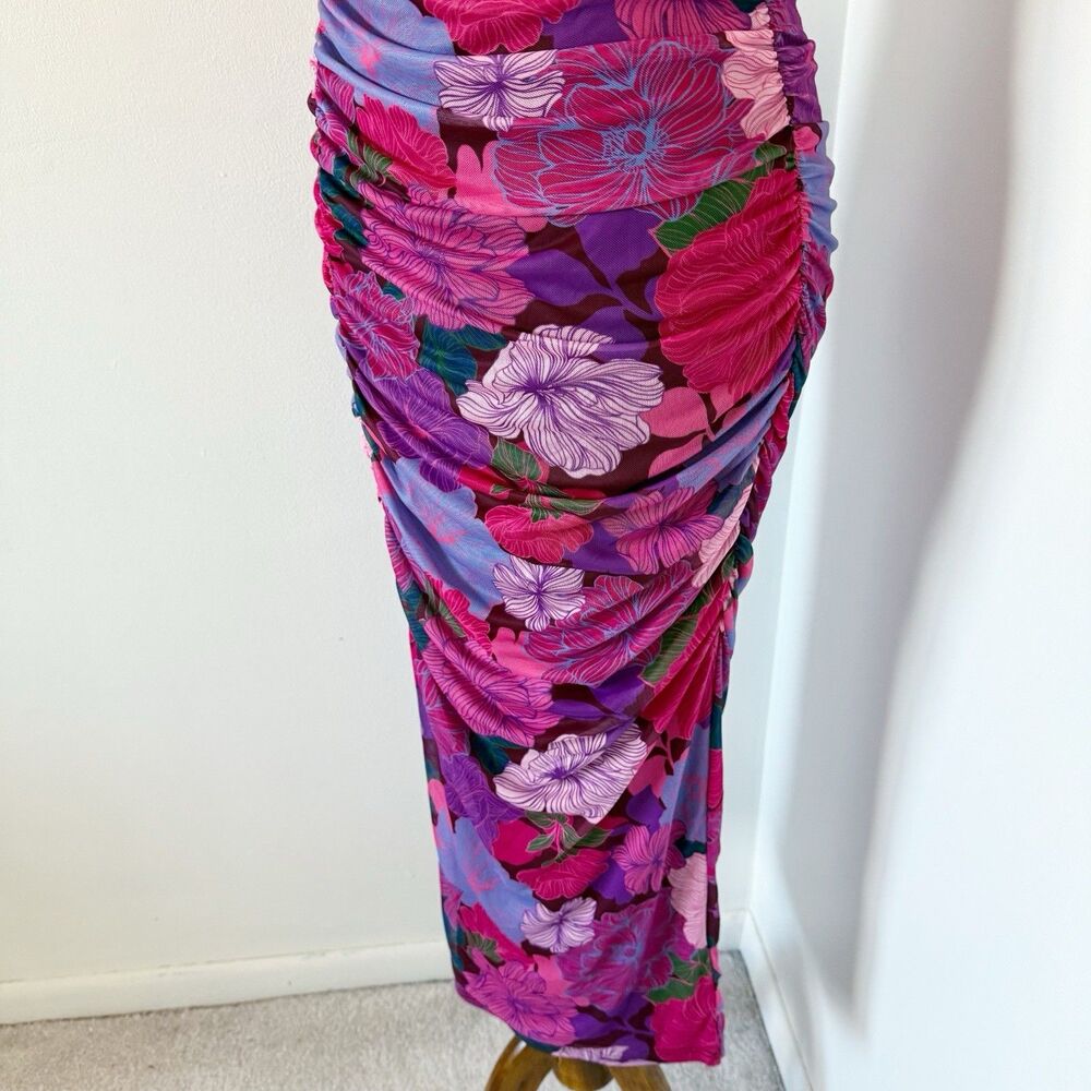 NEW NWT MINKPINK Women's Lexie Mesh Midi Dress Sleeveless Ruched Stretch S Small - Picture 16 of 16